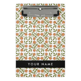 Mini Prancheta Flores Laranja, Padrão Floral, Boho, Seu Nome