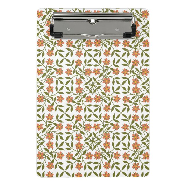 Mini Prancheta Flores Laranja, Padrão Floral, Verde, Boho (Frente)