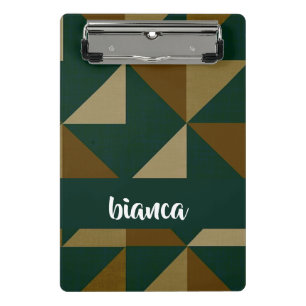 Mini Prancheta Formas verdes e marrons de nome personalizado