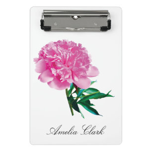 Mini Prancheta Foto de Peônia Rosa Moderna Personalizar Texto