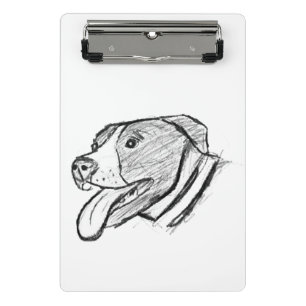 Mini Prancheta foto desenhada à mão de pitbull cão amante de anim