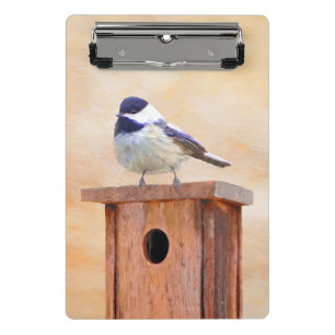 Mini Prancheta Frango no Birdhouse Painting Arte Original de Pás