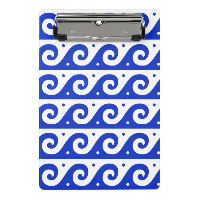 Mini Prancheta Frete Grego, Padrão de Onda Mediterrânica, Azul (Frente)