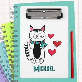 Mini Prancheta Funny Cat Cartoon Personalized Back to School