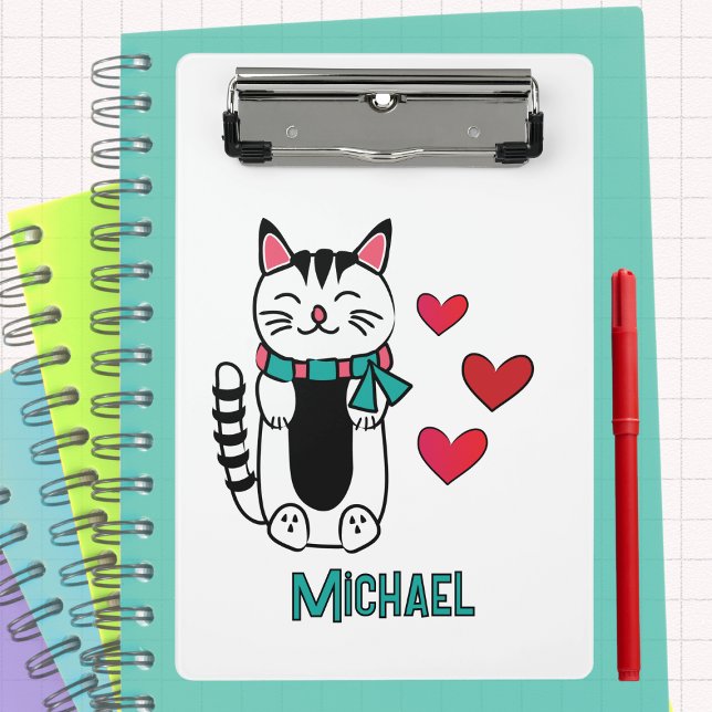 Mini Prancheta Funny Cat Cartoon Personalized Back to School (Criador carregado)