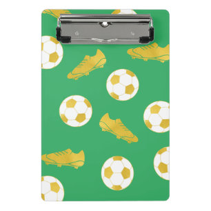 Mini Prancheta Futebol Clássico Elegante Dourado Limpa Bola Verde