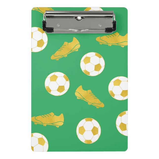Mini Prancheta Futebol Clássico Elegante Dourado Limpa Bola Verde (Frente)