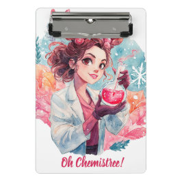 Mini Prancheta Garota Química Festiva Aquarela Arte Científica