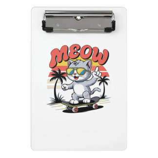 Mini Prancheta Gato bonito brincando em campo legal