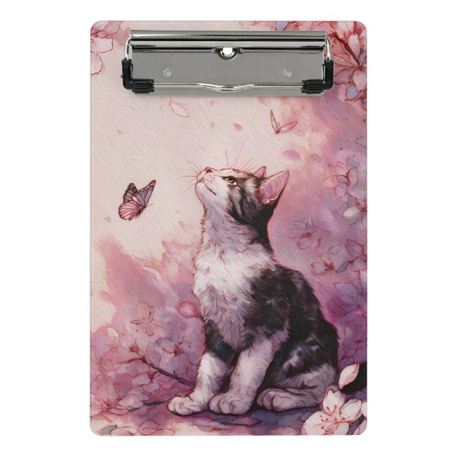 Mini Prancheta Gato de Flor de Cerejeira e Borboletas (2) (Frente)