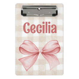 Mini Prancheta Gingham bege e rosa com arco de aquarela