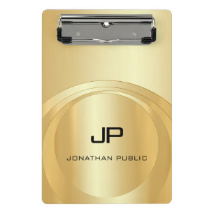 Mini Prancheta Glamorous Faux Dourado Monograma Modelo Elegante