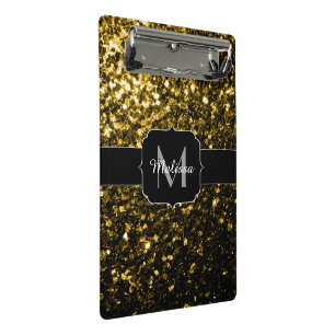 Mini Prancheta Glitter amarelo-escuro brilha monograma