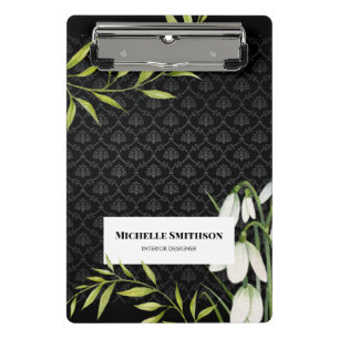 Mini Prancheta Gotas de neve brancas e Laurel Damask