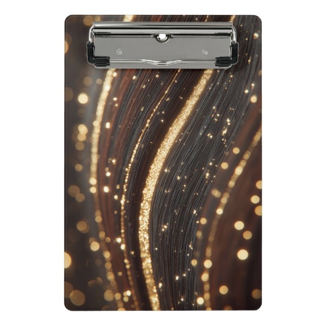 Mini Prancheta Grãos de madeira de noz-escura com rios Dourados e (Frente)