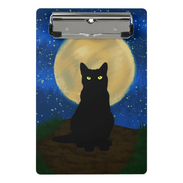 Mini Prancheta Halloween Black Cat Moonlit Silhouette  (Frente)
