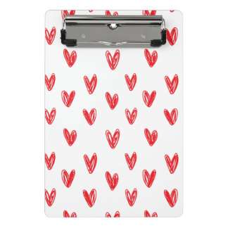 Mini Prancheta Hand Drawn Red Hearts Pattern – Minimal Valentine
