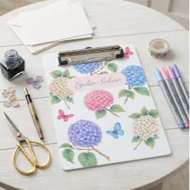 Mini Prancheta Hortênsia Floral Personalizada em Aquarela