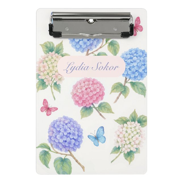 Mini Prancheta Hydrangea Floral da Aquarela Personalizada (Frente)