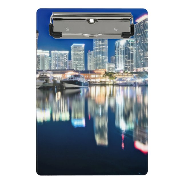 Mini Prancheta Ideia da skyline com reflexão na água, Miami (Frente)