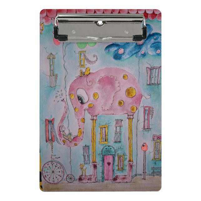 Mini Prancheta Ilustração de Elefante Caprichoso Fofo (Frente)