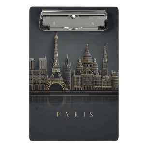 Mini Prancheta Ilustração Elegante da Cidade de Paris com Céu Dou