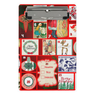 Mini Prancheta Ilustração Quadrada do Bloco de Natal Advent Arte