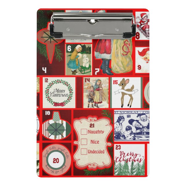 Mini Prancheta Ilustração Quadrada do Bloco de Natal Advent Arte (Frente)