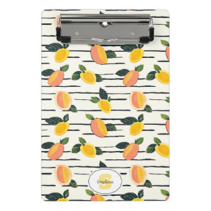 Mini Prancheta Impressão de Fruta Manga Coral Amarelo em Listras 