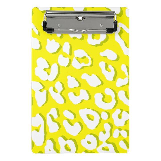 Mini Prancheta Impressão de leopardo branco amarelo (Frente)