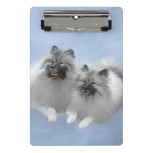 Mini Prancheta Keeshond Pair de Kees pintando Arte Animal Origina