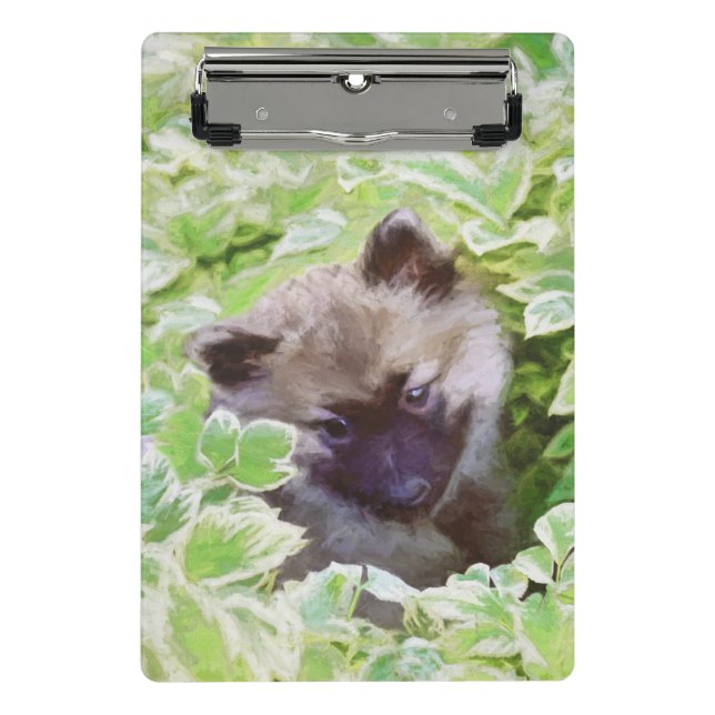 Mini Prancheta Keeshond Puppy na Pintura Original (Frente)