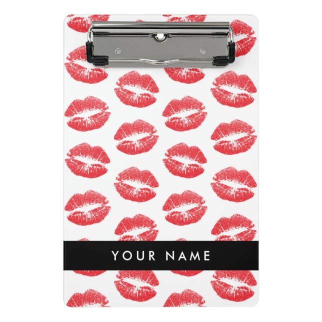Mini Prancheta Lábios Vermelhos, Beijo, Batom, Seu Nome, Personal (Frente)