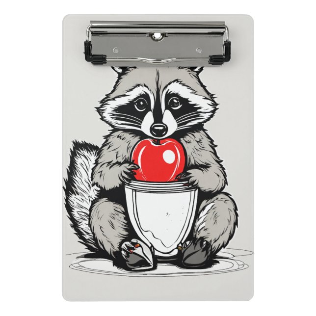 Mini Prancheta Lanche de Guaxinim: Ilustração de Linha Simples (Frente)