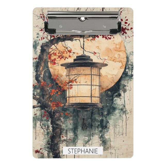 Mini Prancheta Lanterna ao Luar Sumi-E Aquarela (2) (Frente)