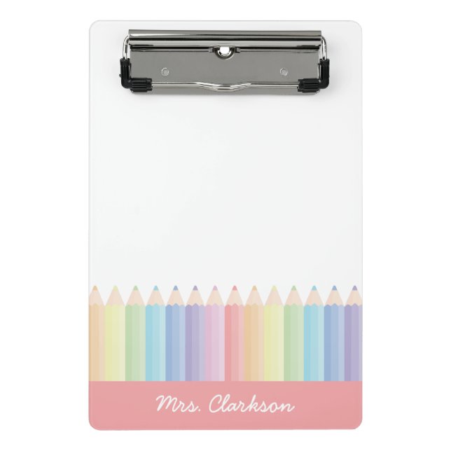 Mini Prancheta Lápis de Arco-Íris Personalizados para Professores (Frente)