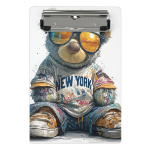 Mini Prancheta Legal Urso de Teddy em Óculos de Sol e Camisa de N