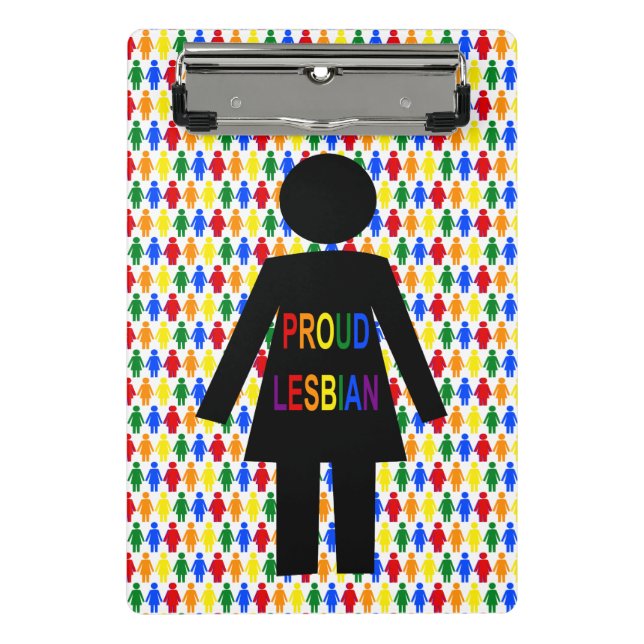 Mini Prancheta LGBTQ Silhouette Lésbica e Damas Arco-Íris (Frente)