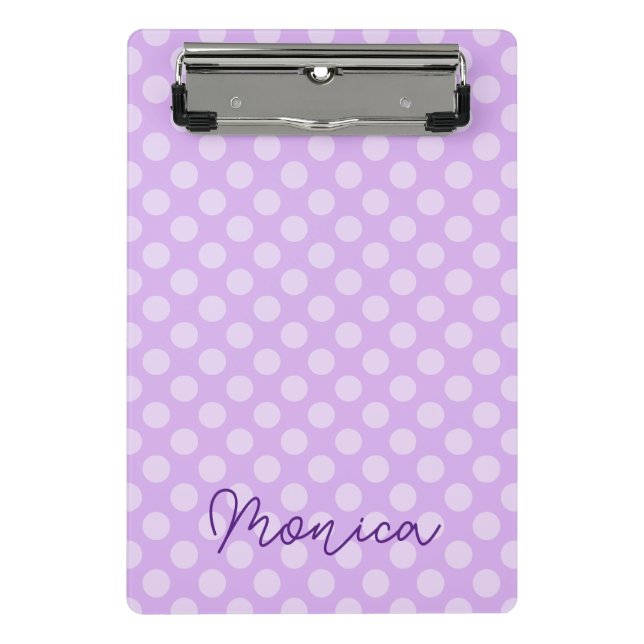 Mini Prancheta Lilás Pálido Personalizado com Bolinhas (Frente)