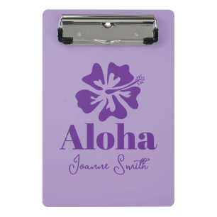 Mini Prancheta Linda flor de havaiana roxa lavanda personalizada