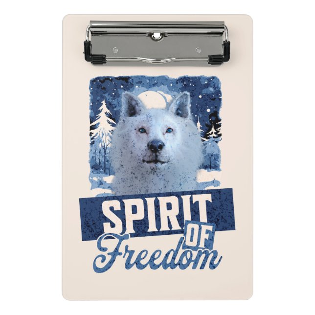 Mini Prancheta Lobo Ártico Espírito de Liberdade Desenho de Vida  (Frente)