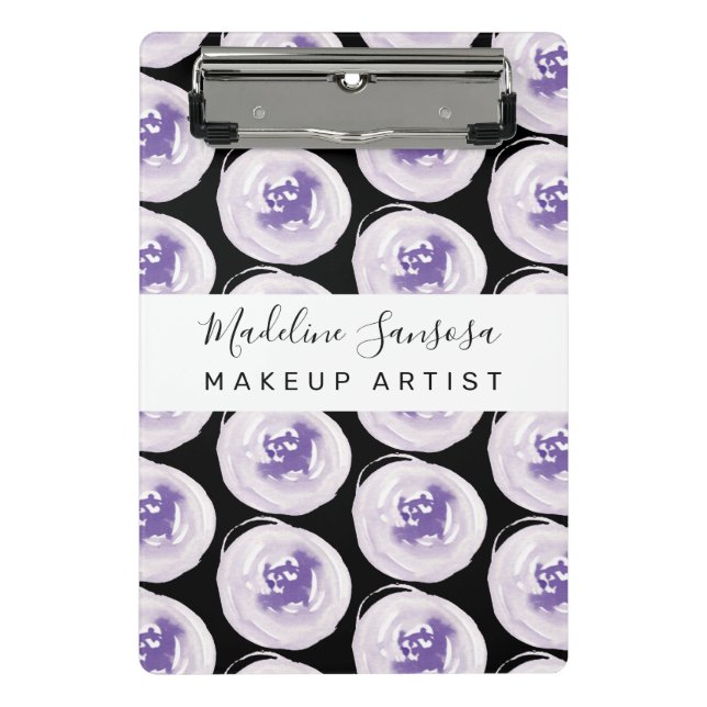 Mini Prancheta Makeup Artist Mand Watercolor Poppies Roxo (Frente)