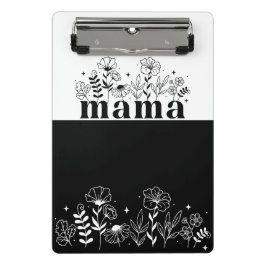 Mini Prancheta Mamá Flor Silvestre Minimalista Preto e Branco Per