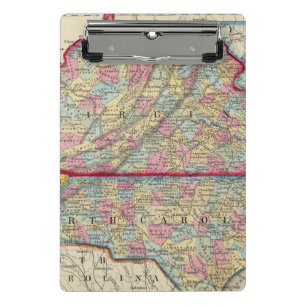 Mini Prancheta Mapa do condado de Virgínia, e de North Carolina