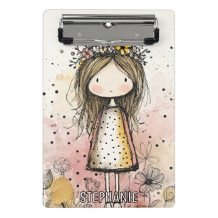 Mini Prancheta Menina Caprichosa Aquarela com Acentos Florais (6)