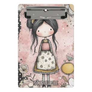 Mini Prancheta Menina Caprichosa Aquarela com Acentos Florais (8)