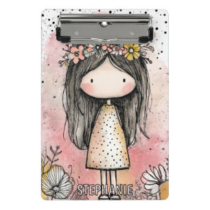 Mini Prancheta Menina Caprichosa Aquarela com Acentos Florais (9)