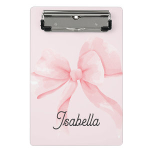 Mini Prancheta Menina com Laço Rosa Coquette Personalizado