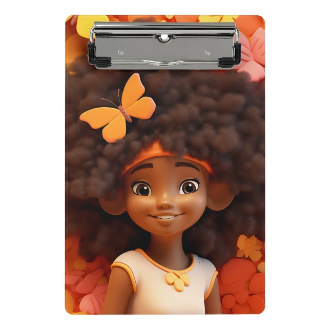 Mini Prancheta Menina negra melanina princesa da pele marrom (Frente)