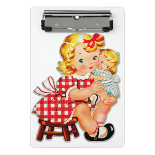 Mini Prancheta Menina retro vintage boneca criança